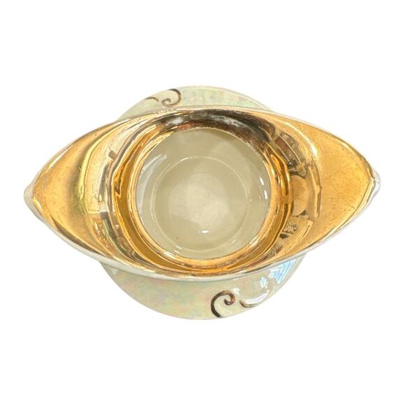 Art Deco Style 4.5” x 1.75” Pearl Co Gilt Trim Bowl - Picture 2 of 7